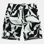 Color Block Print Zipper Pocket Shorts