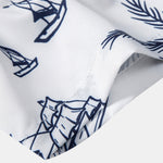 Island Sailing Print Button Up Shirt & Wrinkle Textured Straight Leg Pants