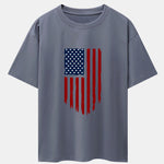 American Flag Print Drop Shoulder Oversize T-Shirt