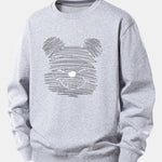 Polka Dot Bear Print Relax Fit Sweatshirt