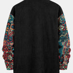 Ethnic Geometric Jacquard Patchwork Corduroy Shirt