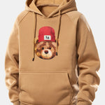 Los Angeles Bear Print Drawstring Hoodie