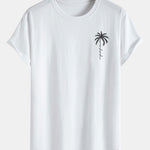 Palm Tree Slogan Print Cotton Arc Hem T-Shirt