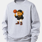 Basketball Bear Print Relax Fit Sweatshirt