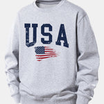 USA Flag Print Relax Fit Sweatshirt