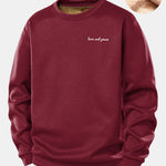 Love And Peace Print Teddy Fleece Lined Sweatshirt