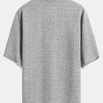 Relax Fit Geometric Jacquard V Neck Three Quarter Sleeve T-Shirt & Shorts