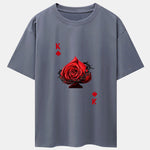 Rose K Print Drop Shoulder Oversize T-Shirt