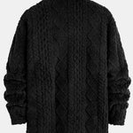Geometric Jacquard Teddy Fleece Button Up Shirt