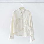 Japanese Asymmetrical Retro Striped Color-blocked Shirt