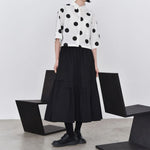 Women's Polka Dot Pleated Retro Collared Short Shirt