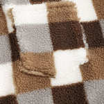 Men's Classic Plaid  Fluffy Faux Fur Single Pocket Button Lapel Jacket