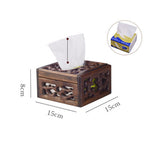 Retro Wooden Tissue Box Engraved Wooden Tissue Holder Wipes Boxes Decoration