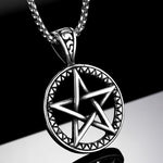Buddha Stones Pentagram Titanium Steel Balance Necklace Pendant