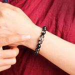 Buddha Stones 925 Sterling Silver Black Obsidian Gold Sheen Obsidian Silver Sheen Obsidian Yin Yang Protection Bracelet (Extra 35% Off | USE CODE: FS35)