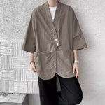 Diagonally Buttoned Loose Cardigan Shirt