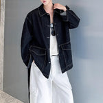 Vintage Workwear Lace-up Washed Denim Jacket