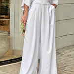 Zeagoo Women's Deep V Long Bat Sleeve Casual Jumpsuit High Waist Wide Leg Trousers Cute Rompers