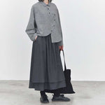 Japanese Asymmetrical Retro Striped Color-blocked Shirt