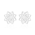 Buddha Stones Tibetan Lotus Pattern New Beginning Stud Earrings
