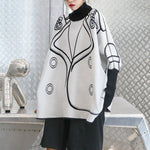 Reversible Turtleneck Pullover Loose Sweater