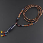 Buddha Stones Tibetan Wenge Wood Bodhi Seed Agate Balance Peace Necklace Pendant (Extra 40% Off | USE CODE: FS40)