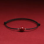 Buddha Stones Natural Lucky Cinnabar Bead Blessing String Bracelet Anklet