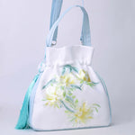 Buddha Stones Suzhou Embroidery Rabbit Lotus Epiphyllum Peony Magnolia Silk Tote Crossbody Bag Shoulder Bag Handbag