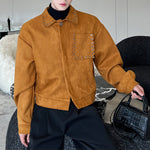 Suede Studded Square Collar Jacket