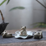 Buddha Stones Meditating Ceramic Small Frog Statue Decoration