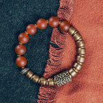 Buddha Stones Tibetan Red Agate Green Agate Copper Confidence Fortune Bracelet