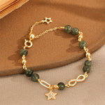 Buddha Stones 14k Gold Plated Copper Green Rutilated Quartz Möbius Loop Eternal Love Star Protection Bracelet