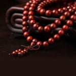 Buddha Stones Tibetan Small Leaf Red Sandalwood 108 Beads Mala Meditation Bracelet