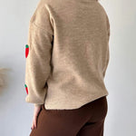 Zeagoo Women's Casual Two Pieces Sets Strawberry Pattern Sweater Cardigan and Long Pants