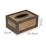 Handmade Bamboo Woven Wood Tissue Box Wooden Tissue Holder Wipes Boxes Decoration