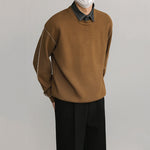 Color-blocked Faux Two-piece Knit Sweater