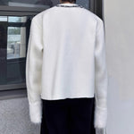 French Scarf-embellished Knitted Cardigan