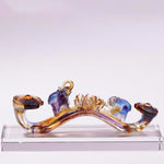 Buddha Stones Handmade Liuli Crystal Ruyi Elephant Art Piece Home Decoration With Crystal Base