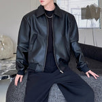 American Retro PU Leather Lapel Jacket