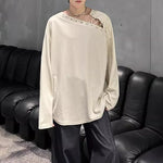 American Off-shoulder Tie-back Textured T-shirt