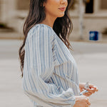 Zeagoo Long Sleeve V-Neck Stripes Casual Blouses Button Down Shirt Tops