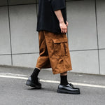 Vintage-style Multiple Pockets Cropped Trousers