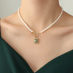 Buddha Stones Pearl Zircon Wealth Charm Necklace Pendant