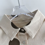 Women's Polka Dot Pleated Retro Collared Short Shirt