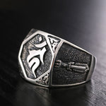 Buddha Stones 925 Sterling Silver Sanskrit Design Carved Protection Adjustable Ring