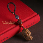 Buddha Stones Chinese Zodiac Natal Buddha Green Sandalwood Om Mani Padme Hum Peace Key Chain