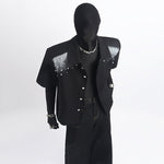 Spray-painted Beading Cropped Jacket