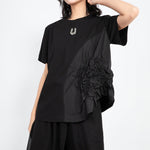 Casual Round Neck Irregular Stitching Pleated T-shirt