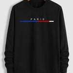 Men's "PARIS" letter print casual crew neck sweatshirt