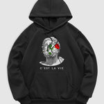 Men's Rose Stone Portrait Print Pullover Hoodie